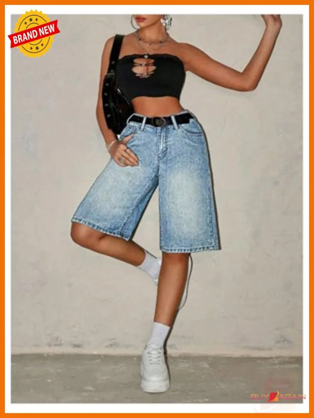 Baggy Y2k Wide Leg Denim Bermuda Shorts Jorts for Women